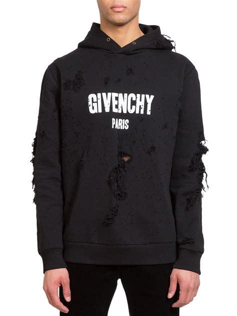 givenchy hoodie mens black|givenchy hoodie with holes.